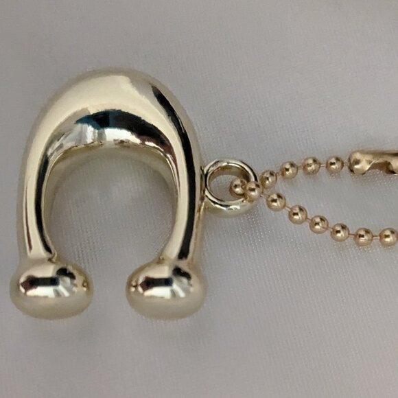 Gold Tone Solid Brass Coach Puffy "C" Hang Charm - Picture 3 of 6